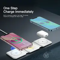 Essager 3 in 1 Magnetic 15W Qi Wireless Charger Foldable Charger Stand For iPhone 13 12 /Airpod /IWatch 7 6 Xiaomi Fast Charging - Image 4
