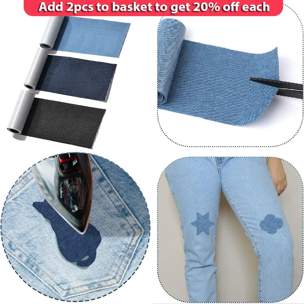 1.5 Meters Iron on Patches Denim Patches Kit for Inside Jeans Clothing Repair Mending Jeans Trousers Fabric Denim Craft