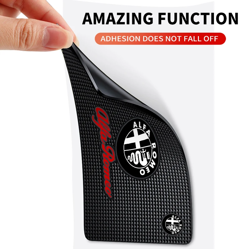 Car Silicone Non-Slip Mat Interior Console Emblem Badge Anti-Slip Pad For Alfa Romeo 147 159 156 Giulietta Giulia Mito Spider car non slip mat non slip mat car dashboard mat non slip dash mat silicone anti slip pad silicone anti skid pad
