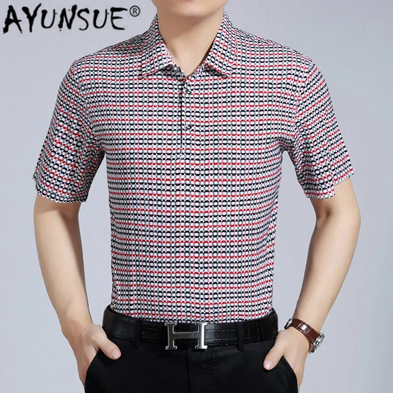 

Рубашка-поло мужская из 100% шелка, с коротким рукавом