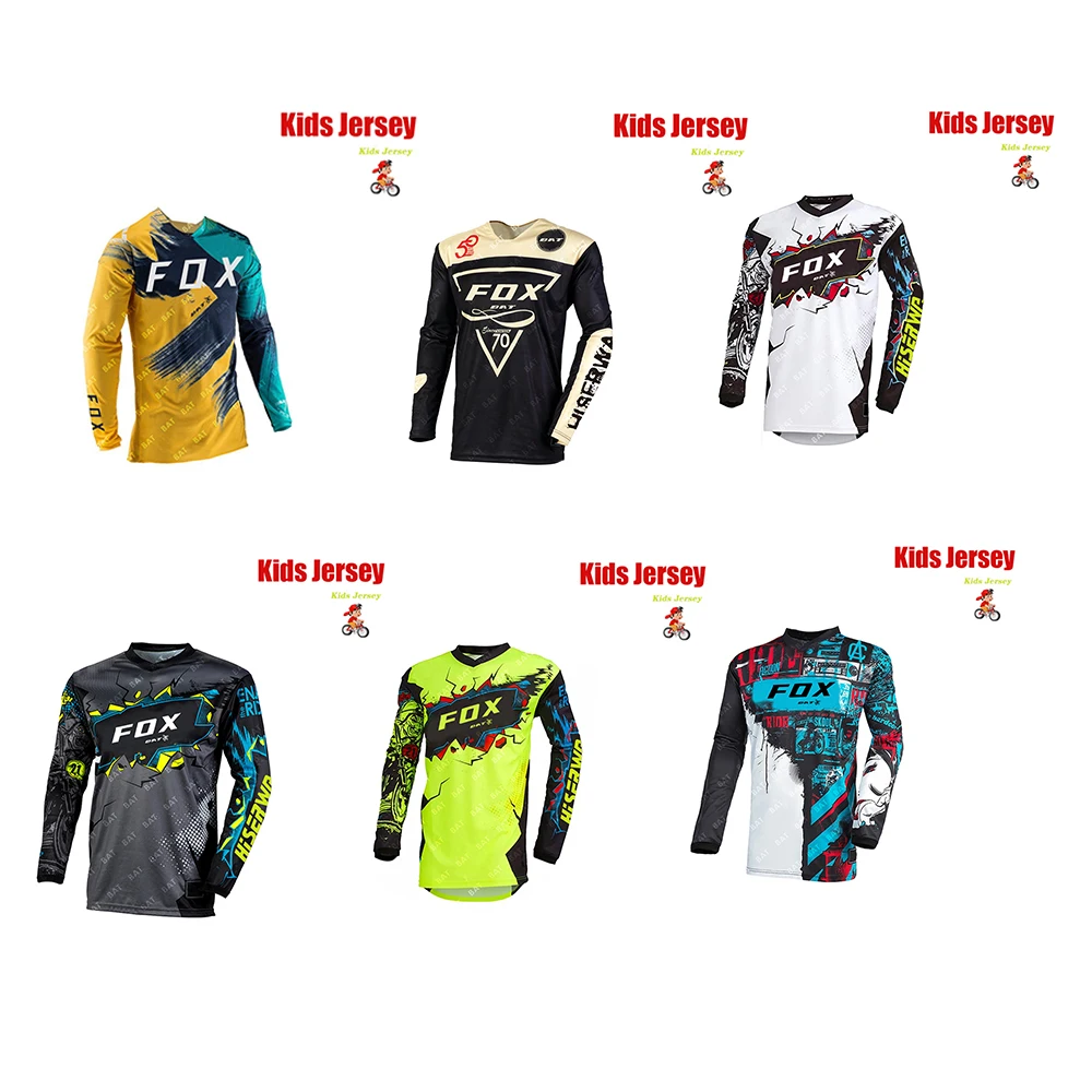BAT FOX Kids Downhill Jersey Long Sleeve MTB Jersey Mountain Bike Offroad DH Motorcycle Children's Cycling Shirt Kids Jersey