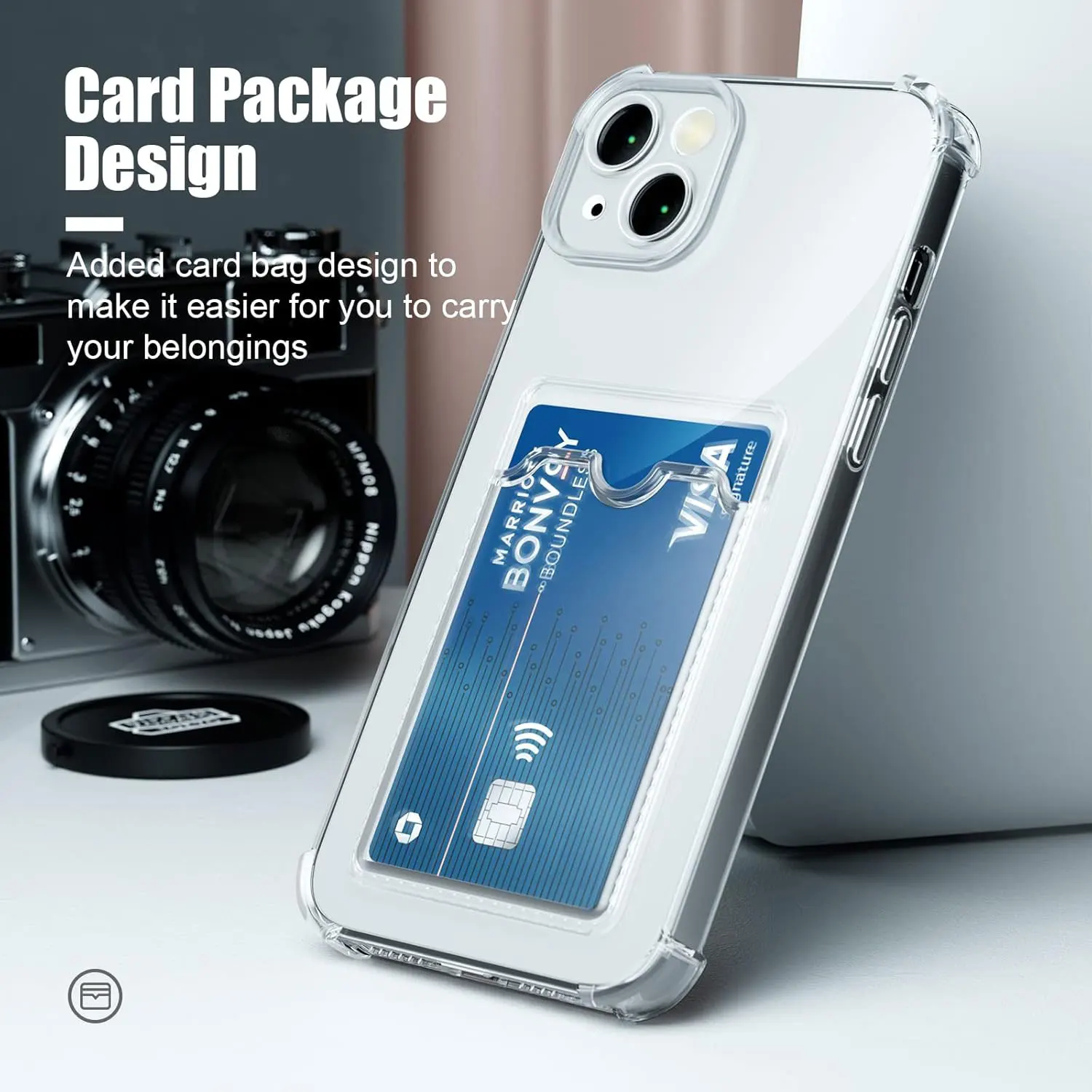 Case for iPhone 17 16 15 Pro Max Clear Cover Soft TPU Wallet Bag with Card Slot Shockproof For iphone 17 Air 14 Plus 13 12 11 5