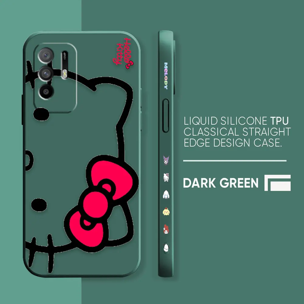 thumbnail image 1 of Funda para OPPO A52 A54 A55 A57 A59 A93 A83 A92S A93S 4G 5G A16 Color Simple funda de silicona líquida arte lineal Hello k-kitty Cat, 1 of 5