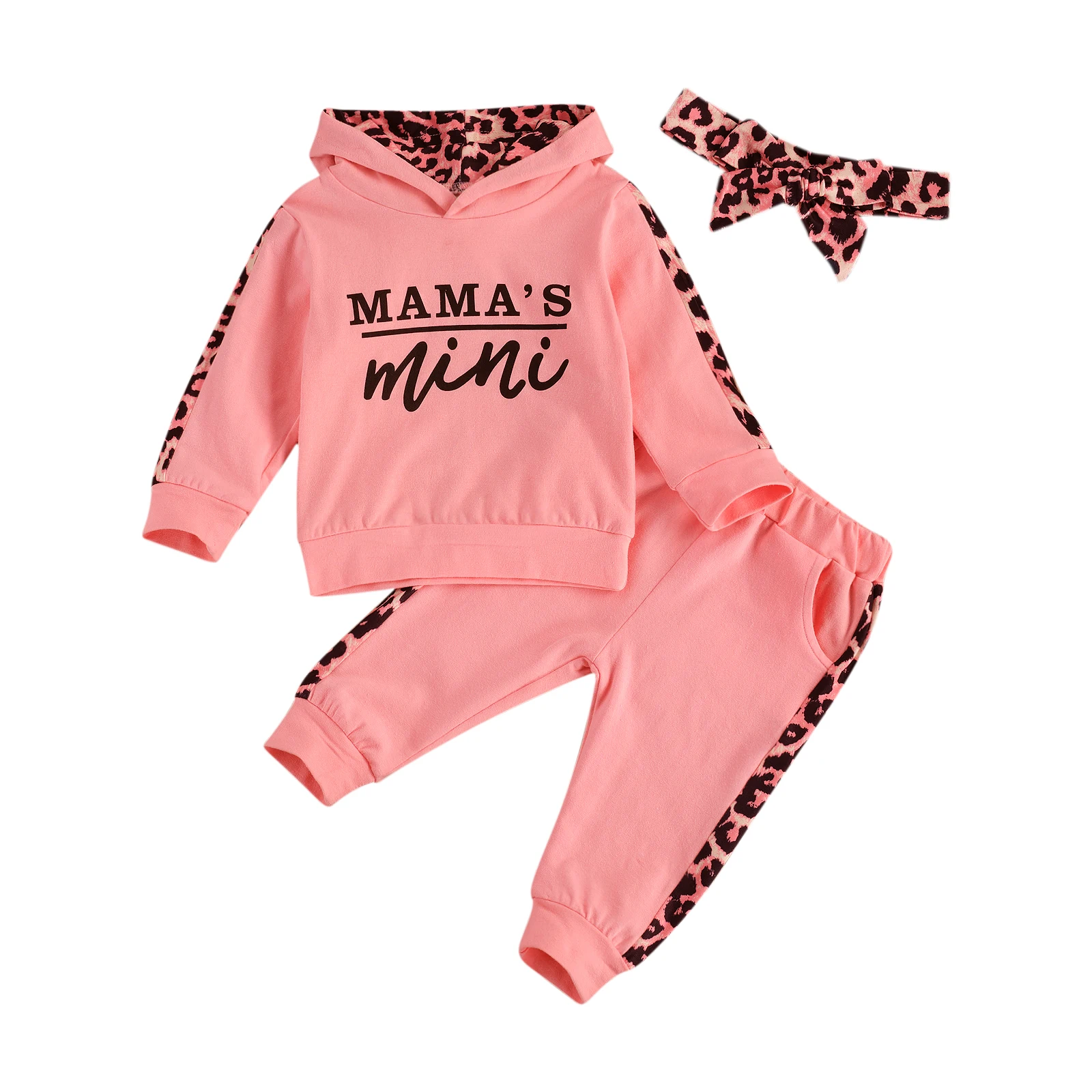Baby Clothing Set Baby Girls Autumn Winter Clothes Tracksuit Letter Long Sleeve Hoodies Tops and Leopard Stitching Long Pants with Headband 3PCS Baby Clothing Set best of sale Baby Clothing Set
