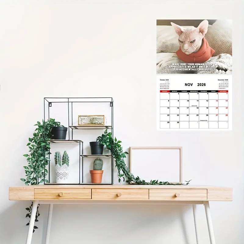 2026 Wall Calendar Thick Material Home Office Decoration Monthly Calendar Lunar Calendar Lightweight and Convenient Tearable