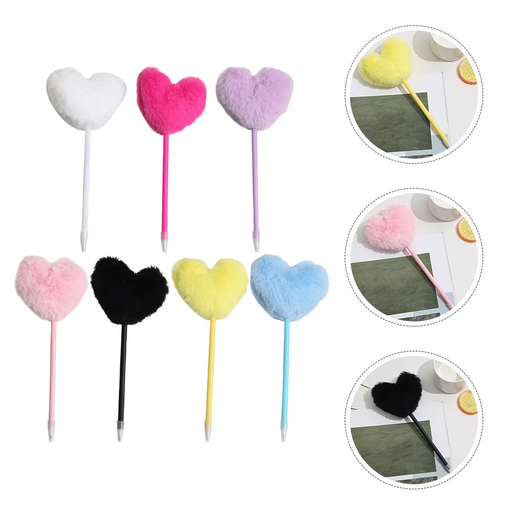 

7Pcs Pom Pom Pen Decorative Fluffy Ball Plush Pen Ballpoint Pen Novelty Ballpoint Pen Heart Pompom Pen