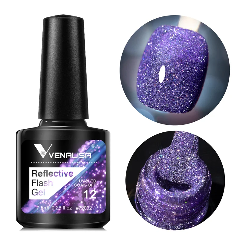Venalisa Reflective Glitter Gel Polish - Sparkling Shine Soak-Off Nail Varnish