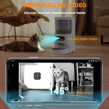 Automatic Cat Feeder with Camera,5G&2.4G WiFi Pet Feeder 1080P HD Pet Food Dispenser with Night Vision,Timed Smart 3