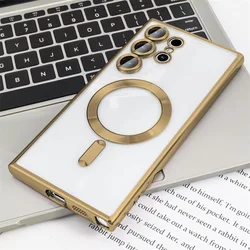 Luxury Transparent Plating Phone Case with MagSafe Magnetic Protection - Galaxy S26+ (Golden)