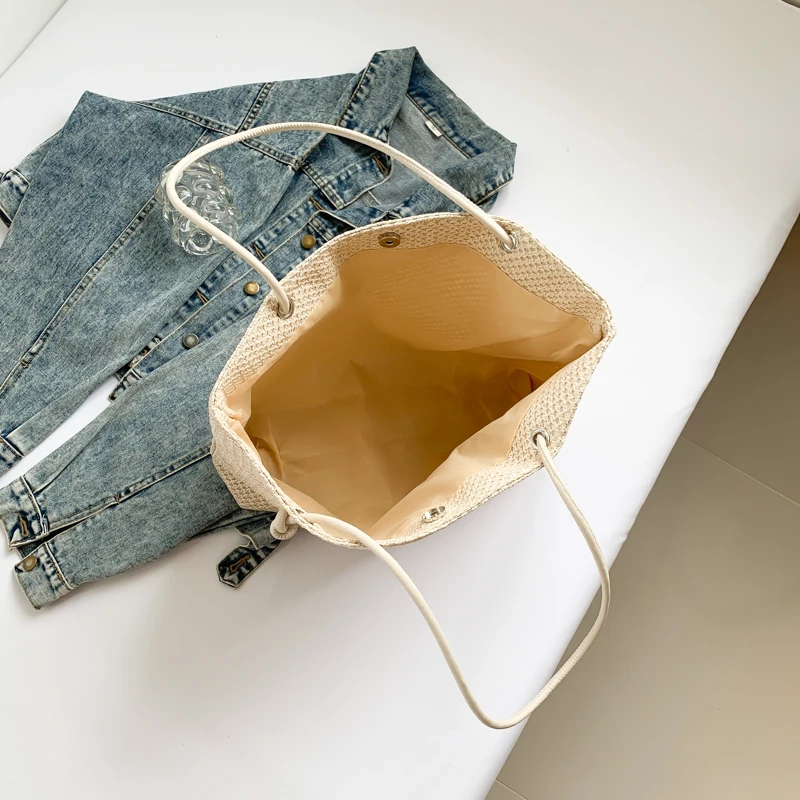 Premium Feeling Large Capacity Handmade Weaving Bag Outdoor Beach Straw Ladies Shoulder Bag Casual Shopper Totes