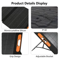 Panneau solaire portable pliable ETFE monocristallin, chargeur solaire étanche avec support réglable pour station d'alimentation, camping, camping-car, alimentation de secours hors réseau en cas d'urgence. 6