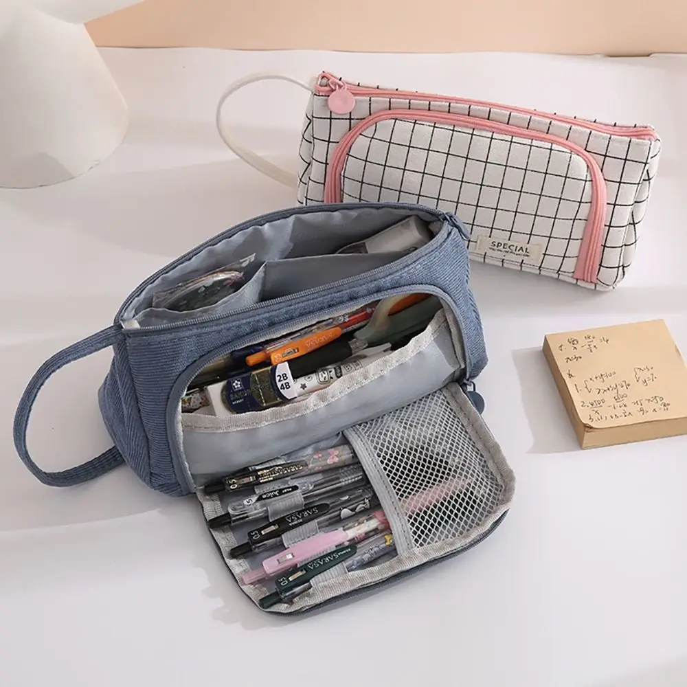 

Вельветовый модный косметичка большой емкости для студентов и школьников, многофункциональный органайзер для канцелярских принадлежностей для офиса