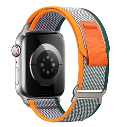 Premium Nylon Trail Strap for Apple Watch Bands - Ultra - Durable and Stylish Bracelet Replacement (Orange deep green)