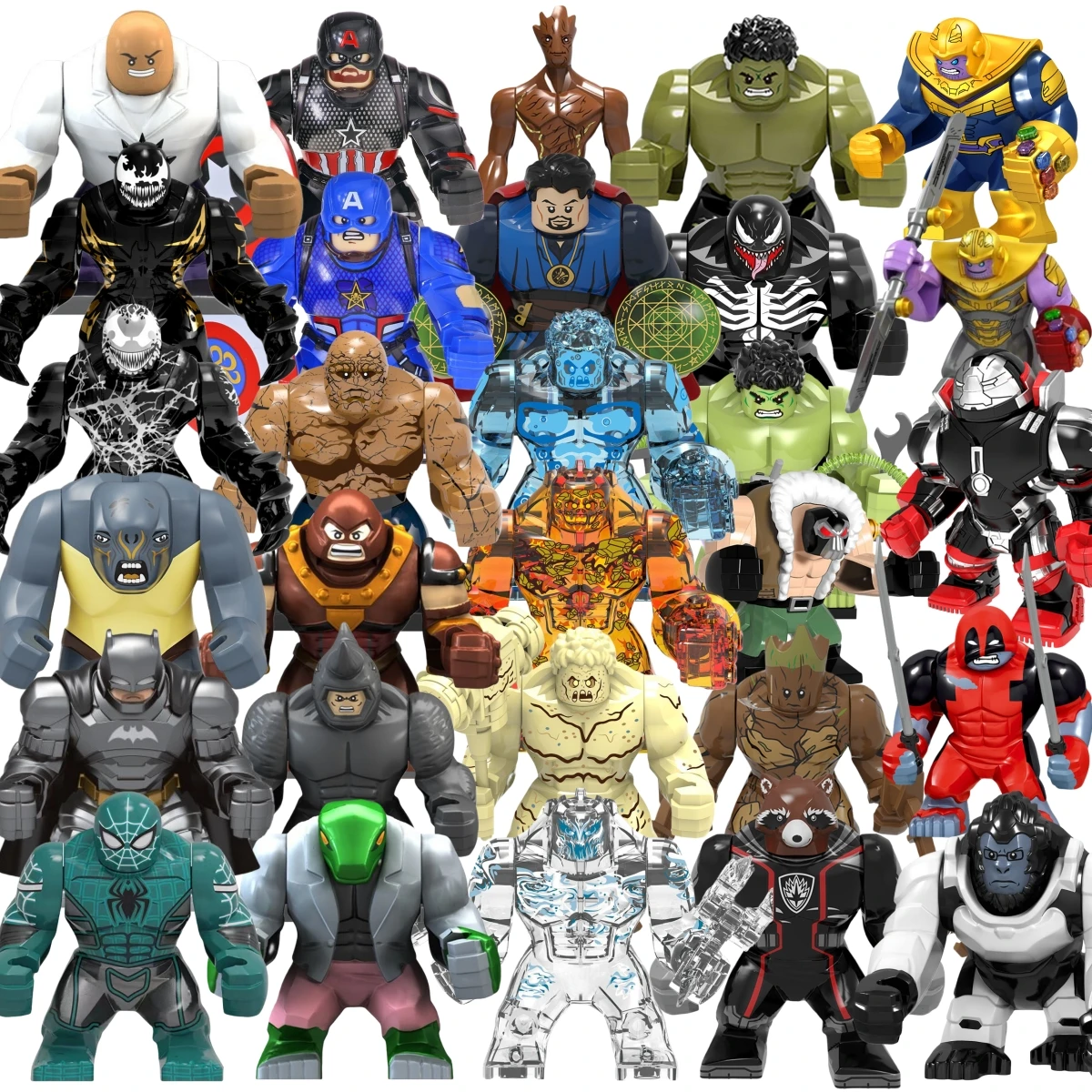 Blind Box Mini Building Blocks PG1805 Figures Big Goblin Spiderman Iron Man Venom Captain Hawk Deadpool Armor Christmas Gift Toy 1
