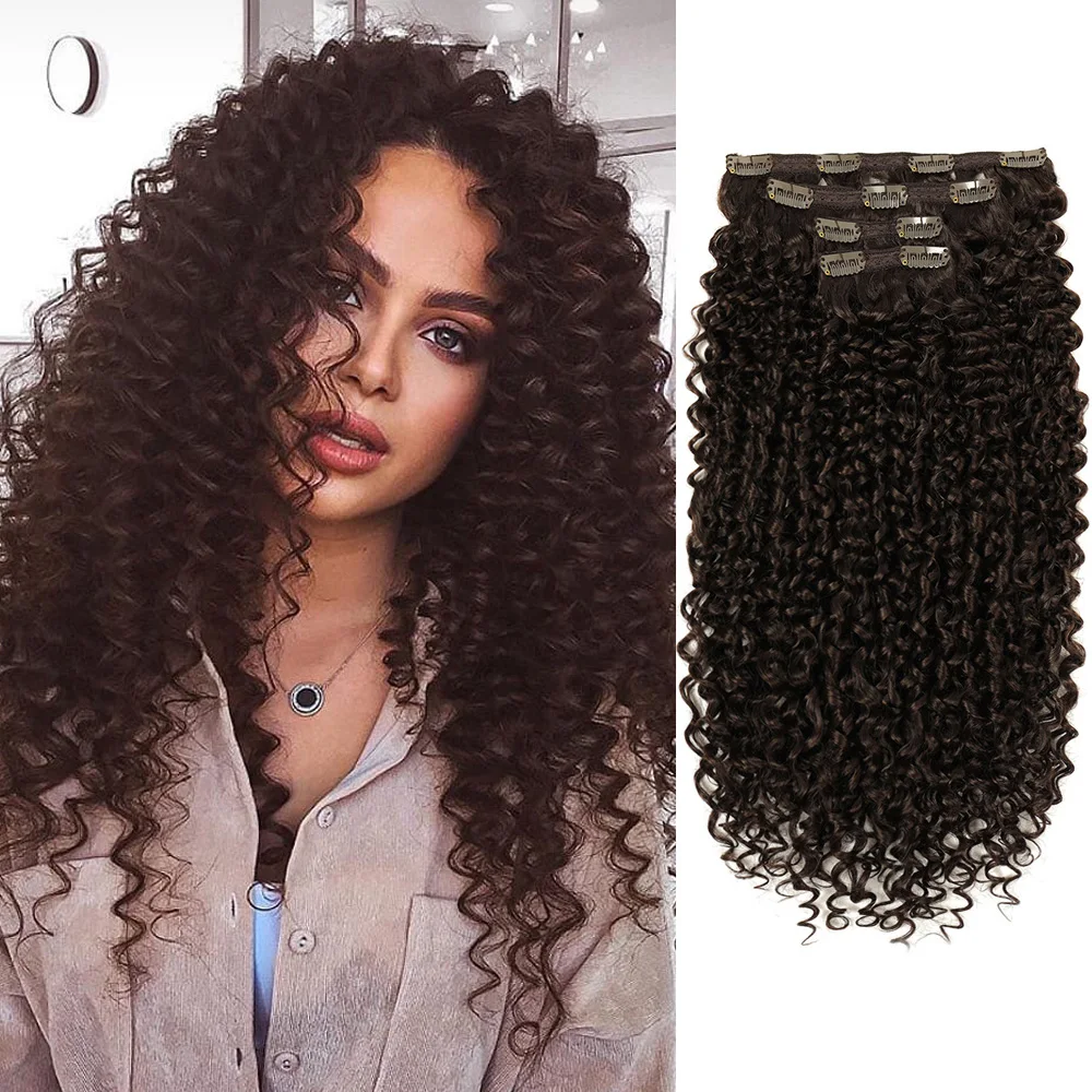 Synthetic Clip In Hair Extensions Kinky Curly Hair extensions for Women 26&rdquo; Super Long Corn Wave Full Head Fake Pieces hair extensions