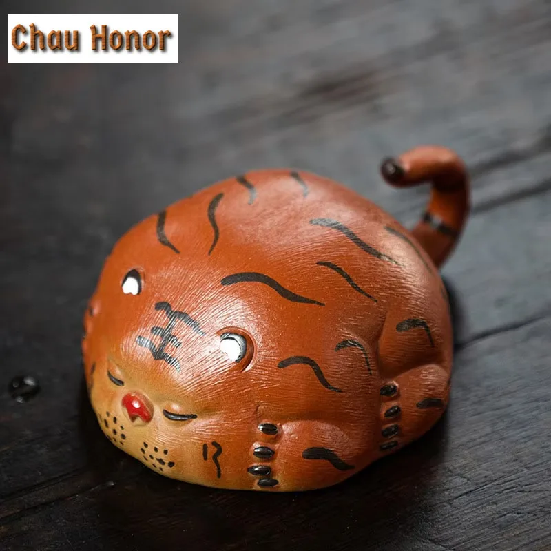 Yixing Raw Ore Purple Clay Cute Tiger Cup Tea Pet Tea Bowl Handmade Household Kung Fu Tea Set Master Cup Tea Ceremony Drinkware
