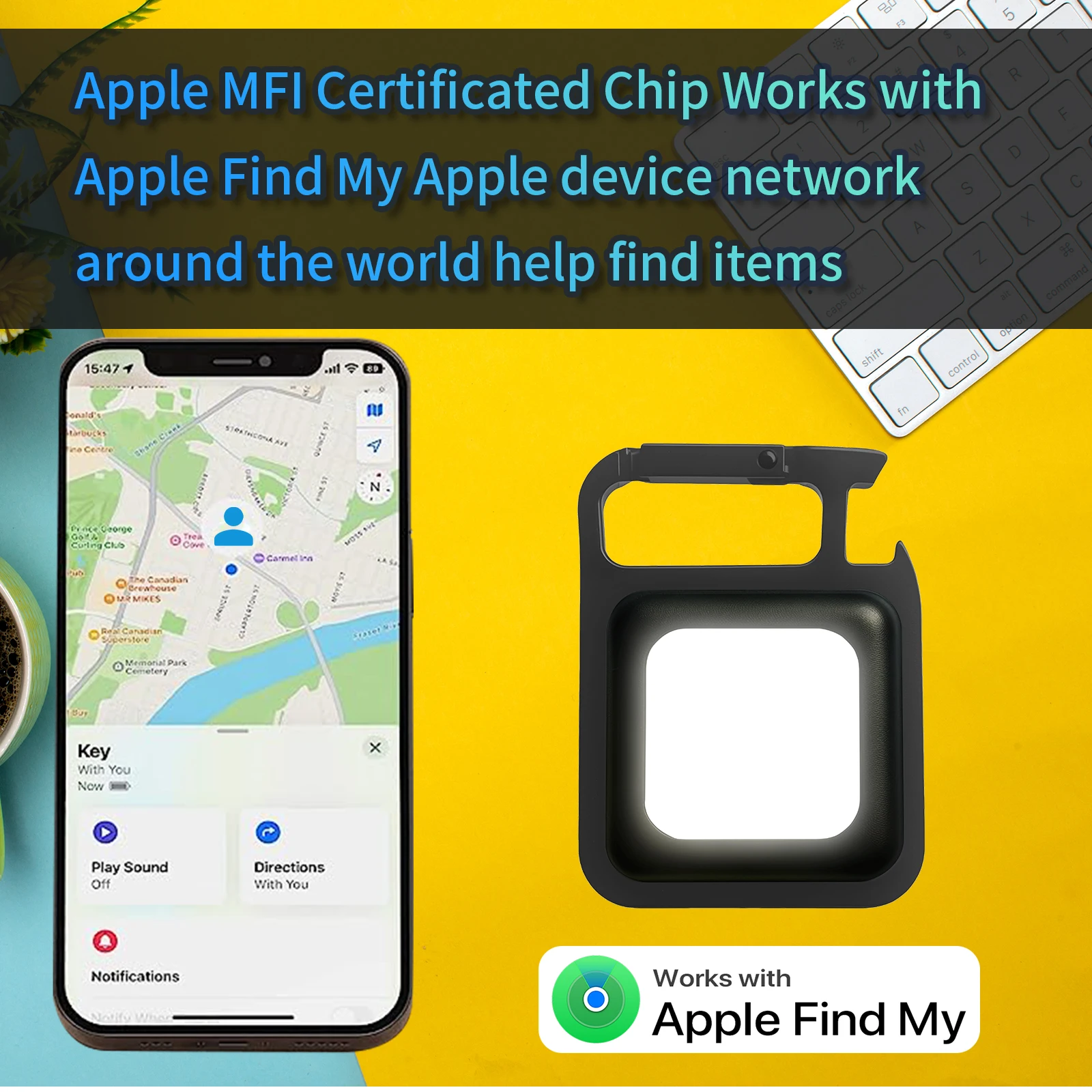 AIYATO Multifunction Locator Bluetooth Tracker Rechargeable floodlight Keys Finder USB flash drive Work With Apple Find My App gps locator,key finder,anti lost tracker,anti lose tracker,item locator,anti lost locator,key chain locator