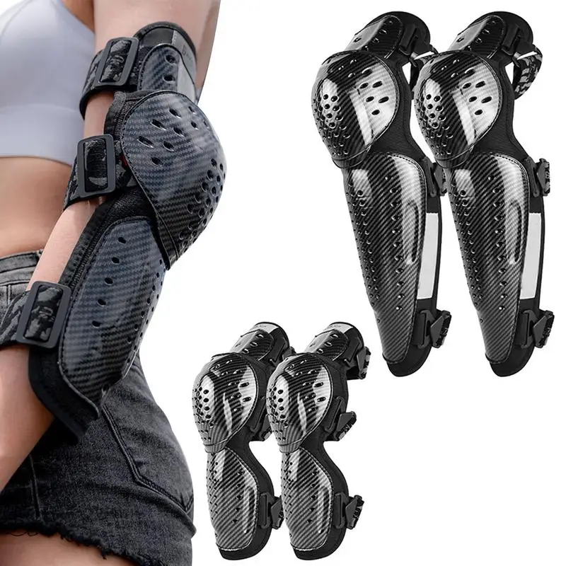 

Knee Elbow Pads Adult Dirt Bike Knee Pads Motorcycle Knee Shin Guard Pads For Men 4 Piece Set Crashproof Protection Quick