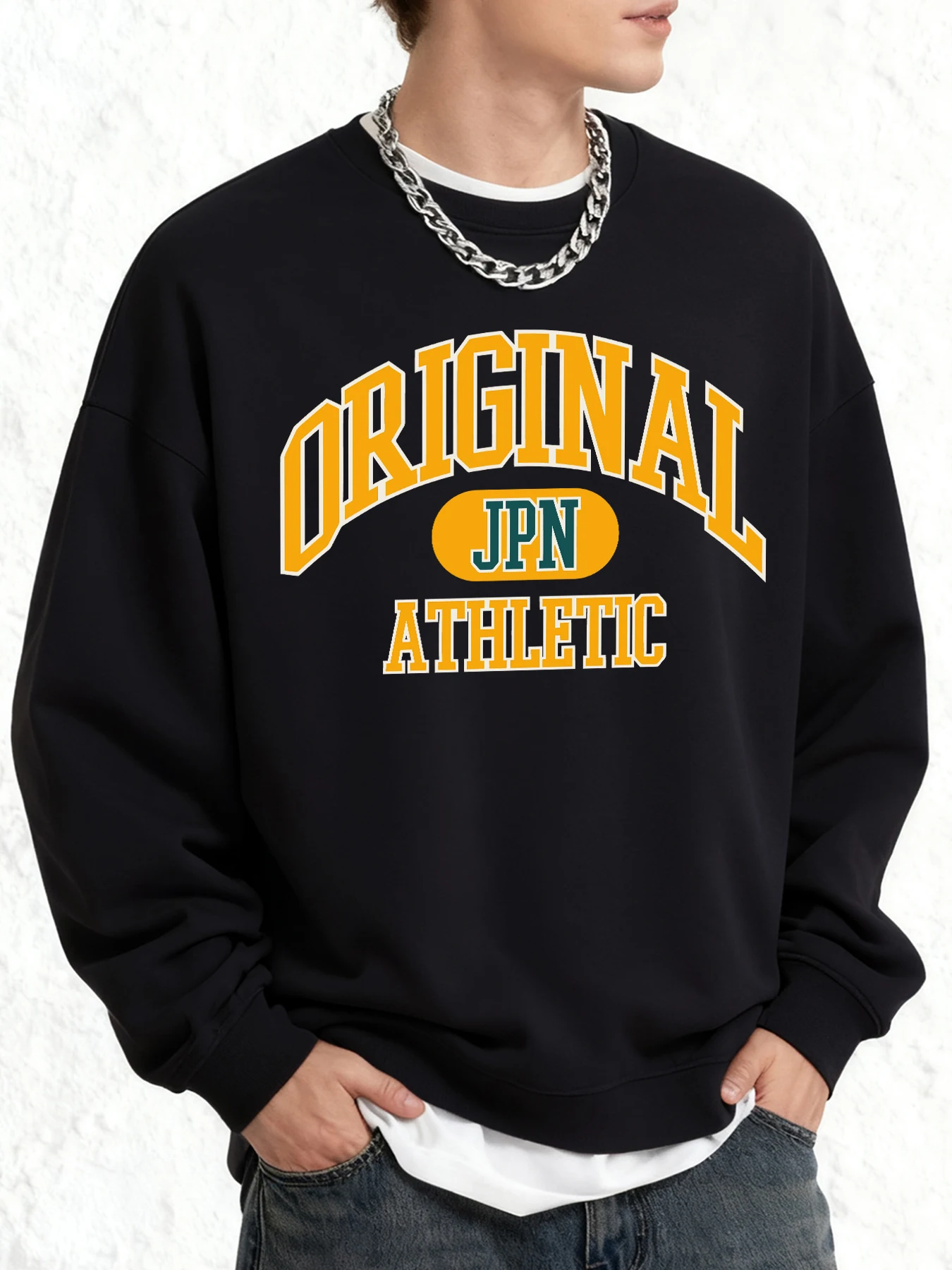 Jpn Orijinal Atletik Spor Baskılar Kazak Erkekler Büyük Boy Kazak Sonbahar Sıcak Moda Uzun Kollu Yumuşak Tüm Maç Sokak Stili