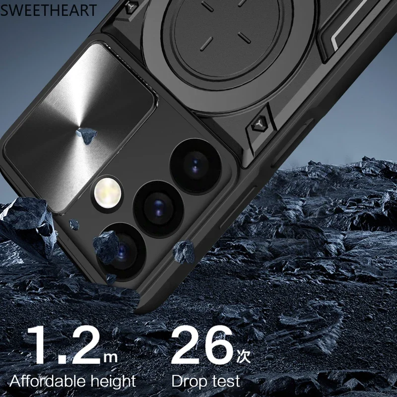 Magnetic Adsorption Armor Metal Ring Case For Samsung Galaxy S24 S23 S22 S21 S20 Ultra S24 S23 Plus S23FE Incoming Call Flashing_voghion.com