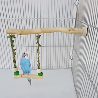 Wood Parrot Stand Pole Double Layer Swing Toy for Bird Tiger Skin Claw Grinding Beak Grinding Stand Pole Bird Cage Accessories 1