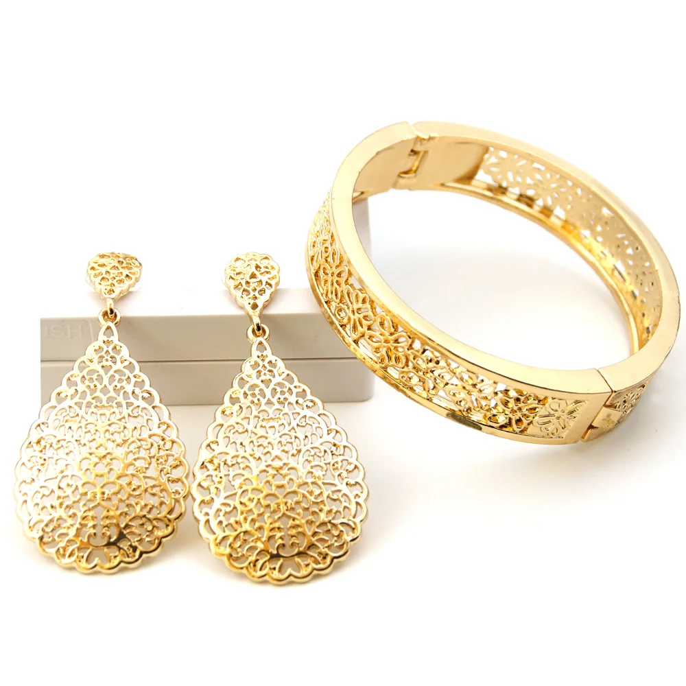 Accessories Wedding Set Arabic Wedding Earring Gold Bangle Earrings