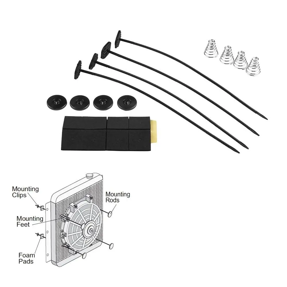 Universal 4pcs Car Electric Radiator Cooling Fan Mount Kit Zip Ties Straps Tabs Brackets Auto Car For Honda 7" 8" 9"