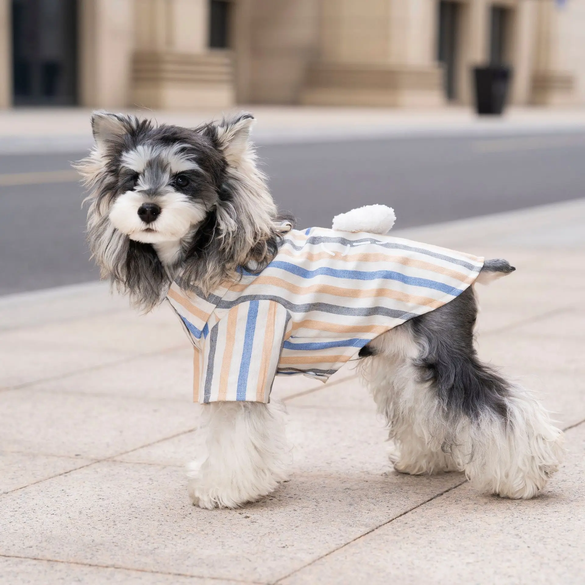 T-shirt rayé en coton pour chien vêtement respirant pour chiot_voghion.com