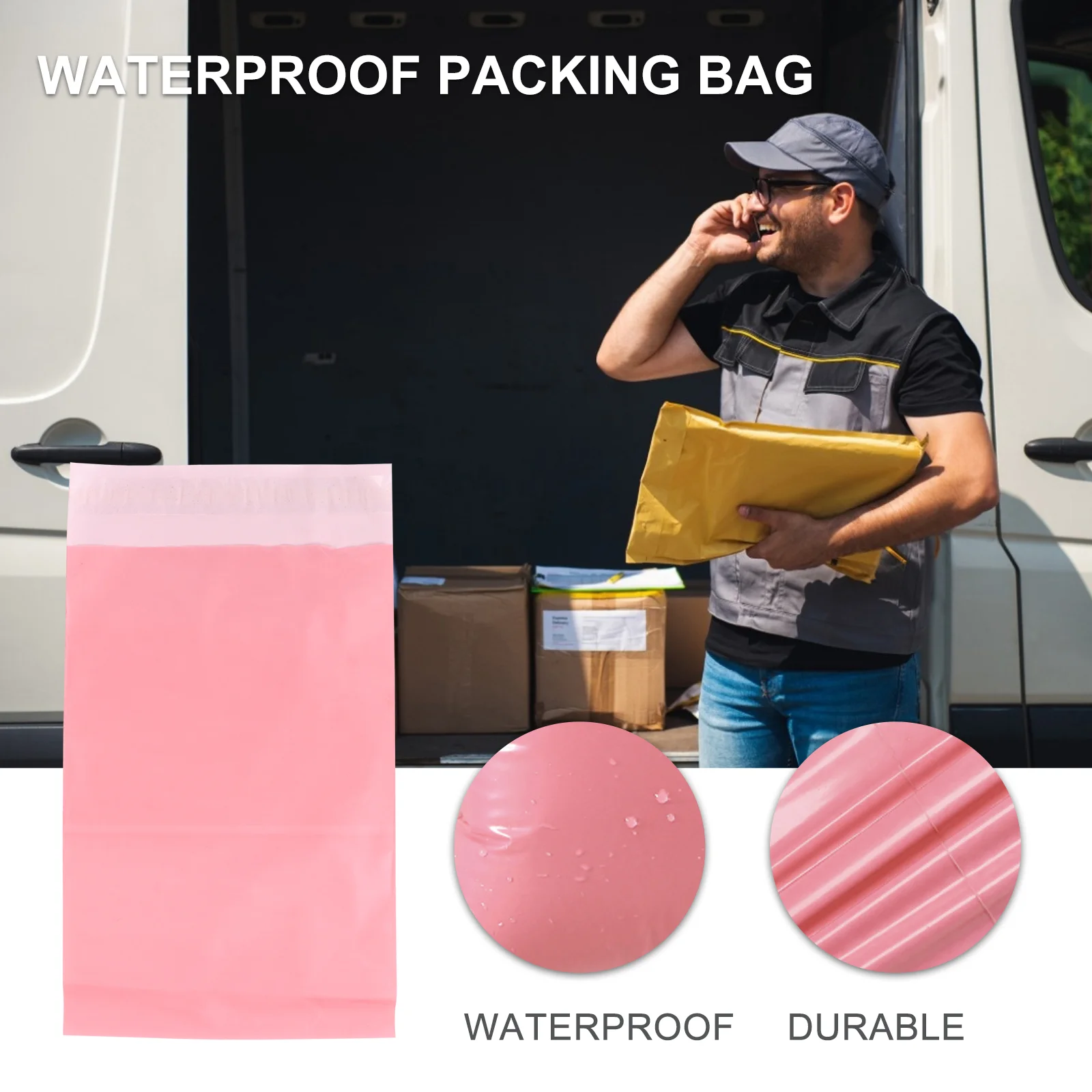 

200 Pcs Pink Courier Bag Packaging Bags Delivery Logistics New Material Self Sealing Postal Mailing