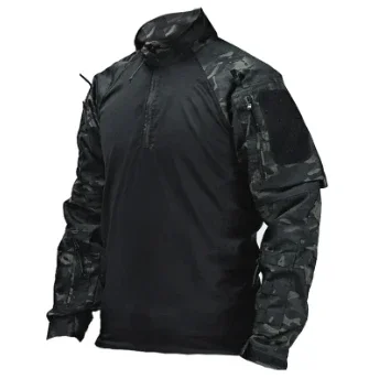 1/4 Zipper Outdoor Uniform Combat Tops Tactical Shirts Long Sleeve Paintball Airsoft Hunting Shirts Men Clothing Wear-resisting 2