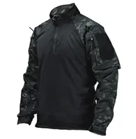 1/4 Zipper Outdoor Uniform Combat Tops Tactical Shirts Long Sleeve Paintball Airsoft Hunting Shirts Men Clothing Wear-resisting 2