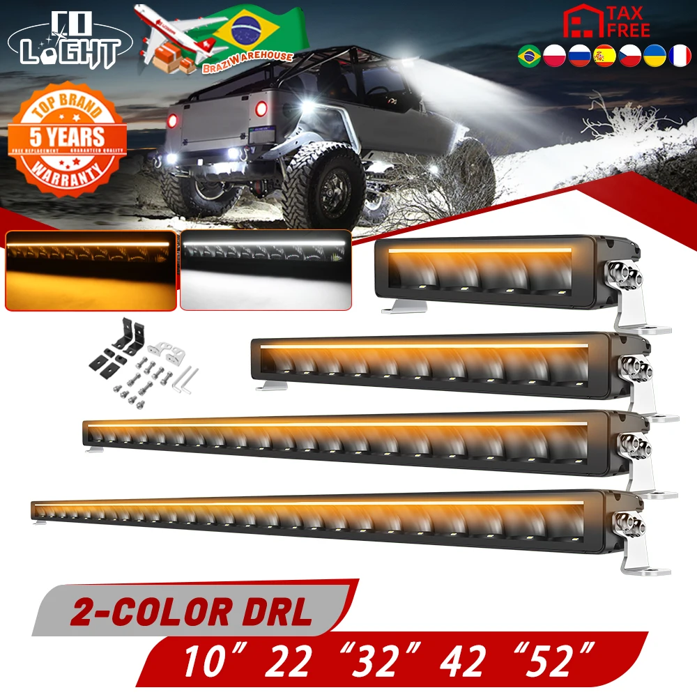 CO LIGHT 52inch LED Light Bar 12V 4x4 Single Row Spot & Flood Combo Beam DRL Offroad Led Work Light 24V for ATV SUV Boat Truck