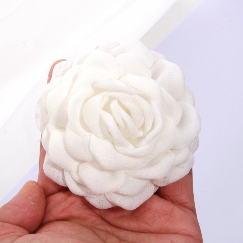 5 Stück 8,8 cm 3,4 Zoll handgefertigte Stoffblumen mit verbrannten Kanten, künstliche Blüten für Hochzeiten, Kopfschmuck, Schuhe, Kleidung, Broschen-Deko, DIY-Zubehör – Detail 9