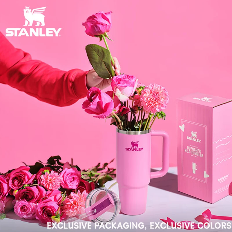 2024 Stanley Quencher H2.0 ÷ο Ʈ Һ, 30oz, 40oz, ܿ Ŀ , η ƿ  ӱ,  ܿ