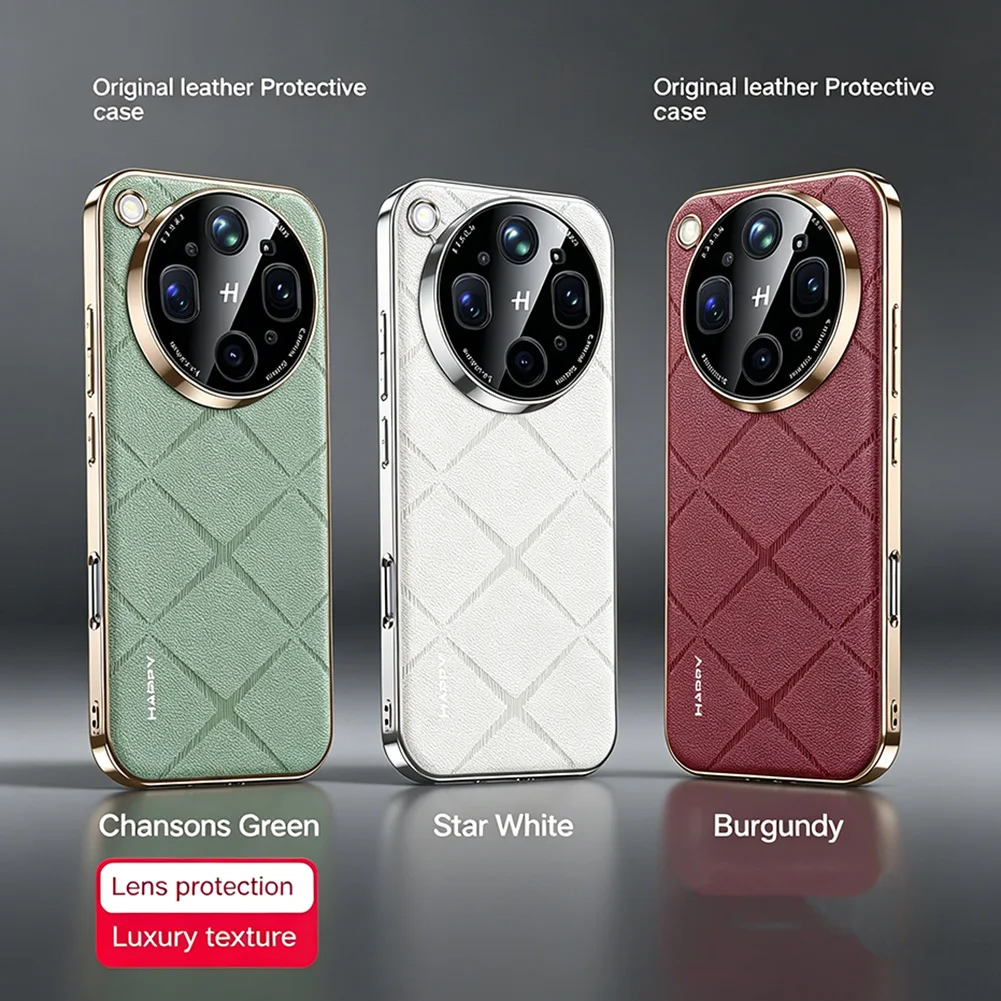 Luxury Plain Leather Case with Camera Lens Protection - Slim Good Texture Cover