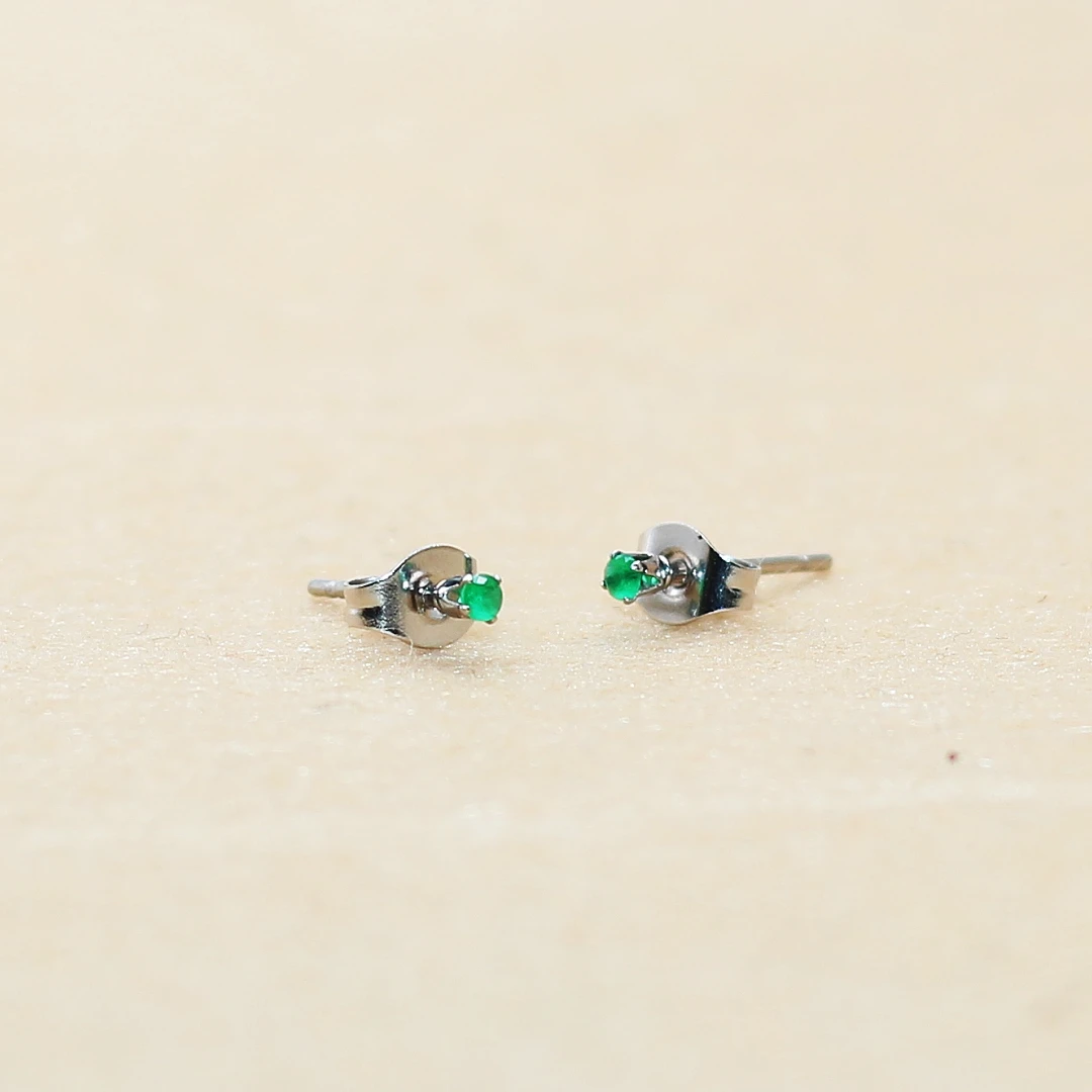 Von 2mm bis 8mm Vintage grüne Steine 316 l Edelstahl Push-up Ohr stecker keine verblassen Allergie frei – Detail 3