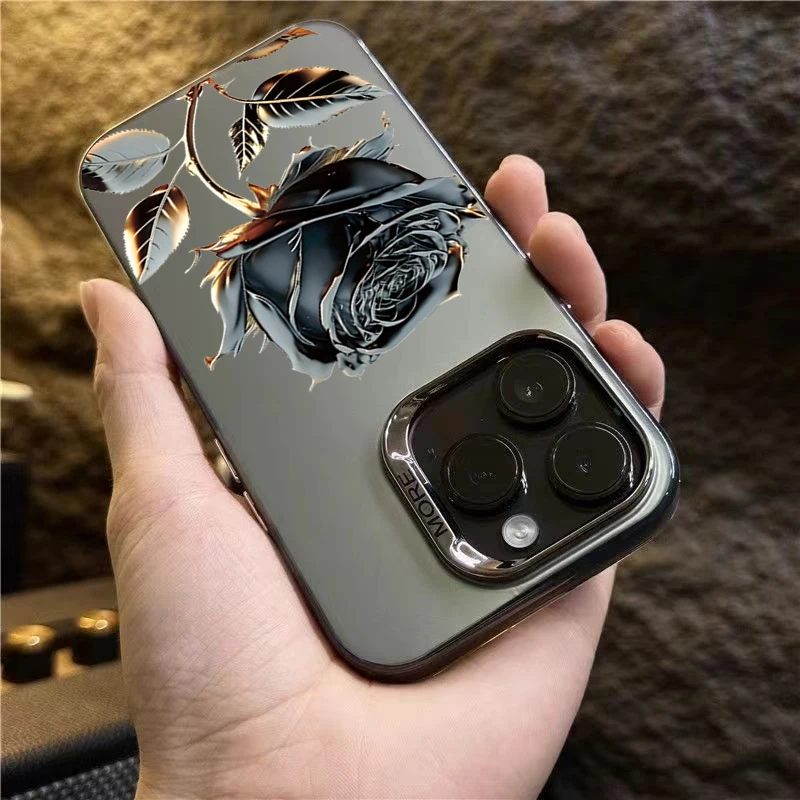 Elegant Black Gold Rose Silver Marble Phone Case Cover