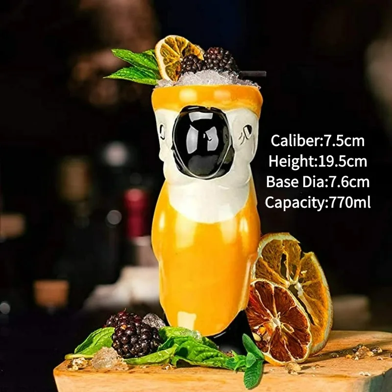 Hawaiian Ceramic Tiki Mug - Creative Cocktail Cup and Halloween Bar Gift