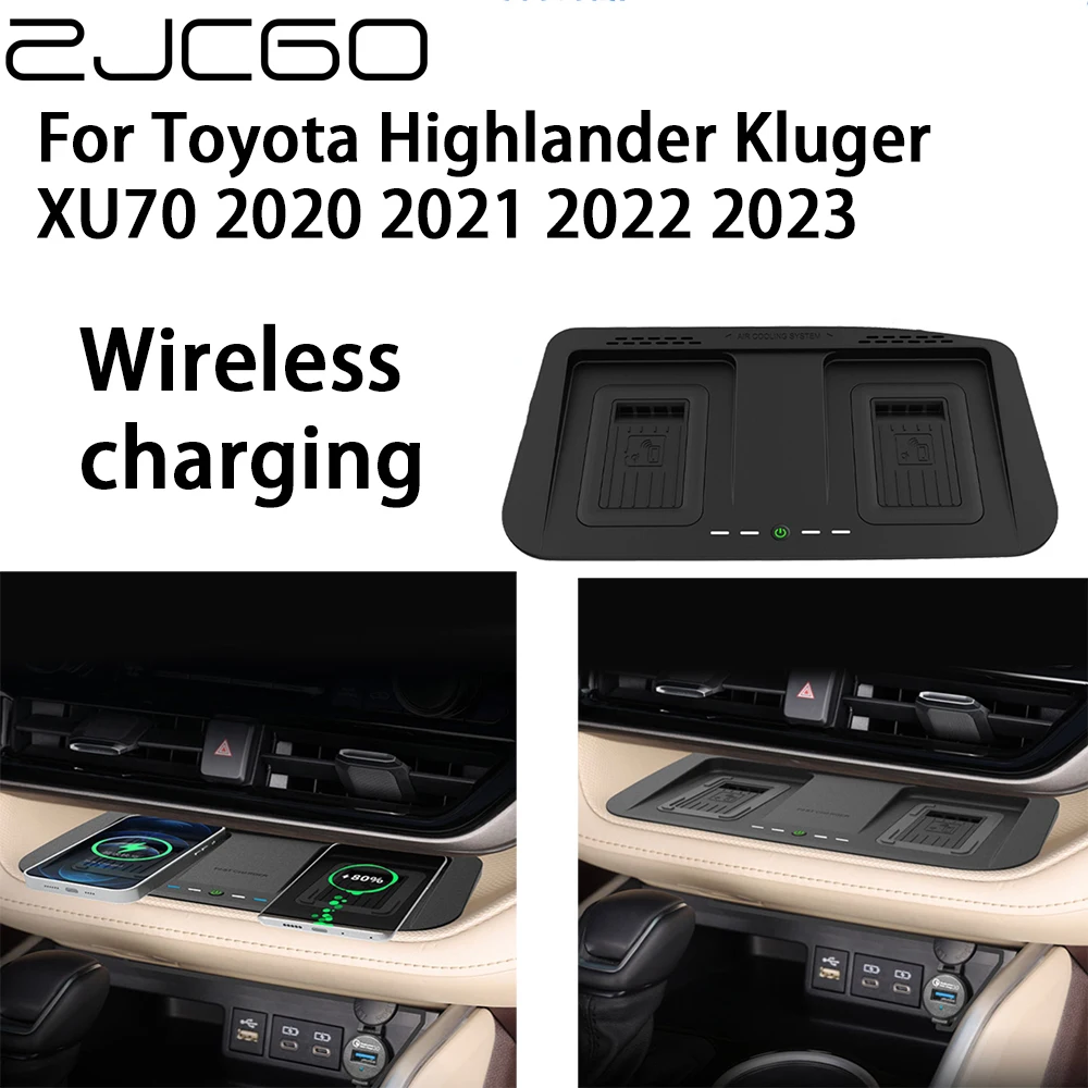 

ZJCGO 15W Car QI Mobile Phone Fast Charging Wireless Charger for Toyota Highlander Kluger XU70 2020 2021 2022 2023
