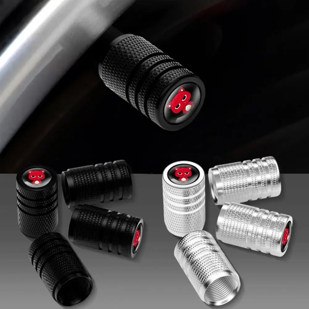 4Pcs Car Tire Valve Stems Caps Knurling Style Tire Valve Cap Vibrant Color Stainless Steel Wheel Stem Air Cap Car Supplies