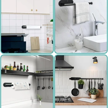 Porta Rotolo di Carta da Cucina Adesivo, Supporto per Carta Igienica, Dispenser per Carta Igienica, Porta Tovaglioli da Armadio, Accessori per il Bagno