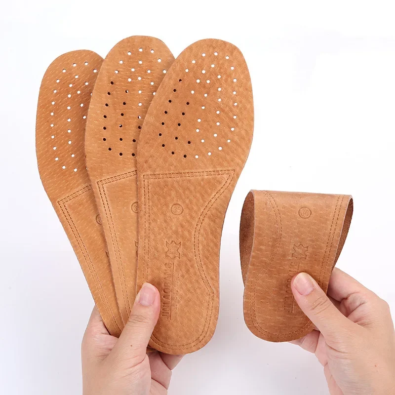 Real Cowhide Insole Ultra Thin Breathable Deodorant Leather Shoes Boots Absorb Sweat Replacement Inner Soles Shoes Insole Pads