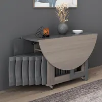 Table à manger ronde multifonctionnelle avec 4 chaises, meubles pliants, yemek masasi, mode 4