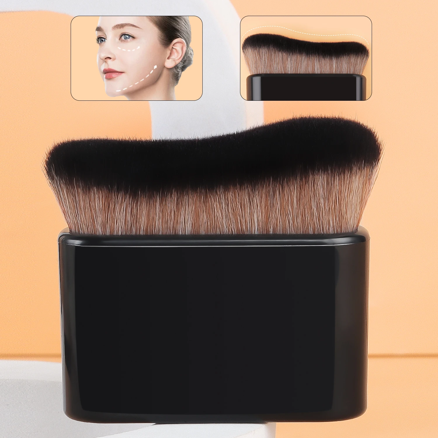 Foundation Brush, 1pcs Plastic Creative	wave Fit Perfectly Cosmetic Brush	at home or On-the-Go 5