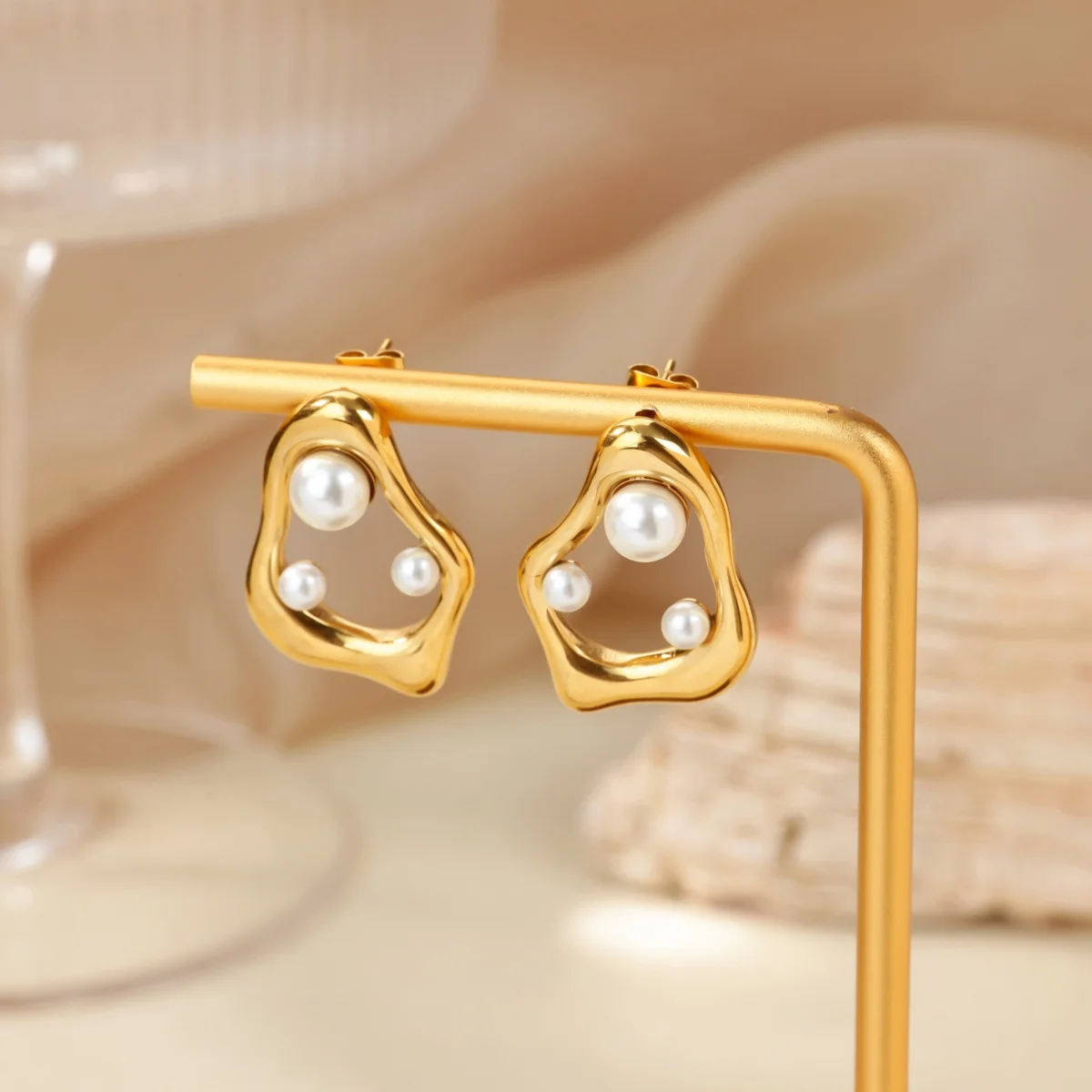 Stainless Steel Hollowed Geometric Earrings for Women