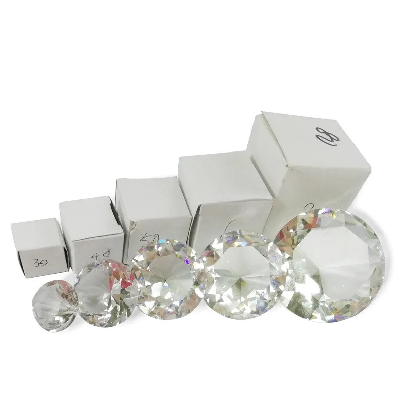 Crystal Glass Diamond Ornament - Transparent Decorative Gem
