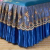 3 Pcs Blue Floral Skirt Bedding Set Garden Aesthetics Flower Rufled Mattress Pad Sheet Set Include Bed Skirt with 2 Pillowcases 5