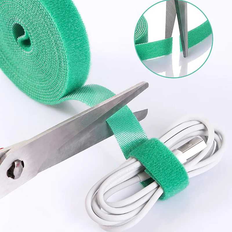 Cable Organizer Self Adhesive Fastener Tape Hook Loops Nylon Free Cut Ties Magic Tape Wire Earphone Cord Ties