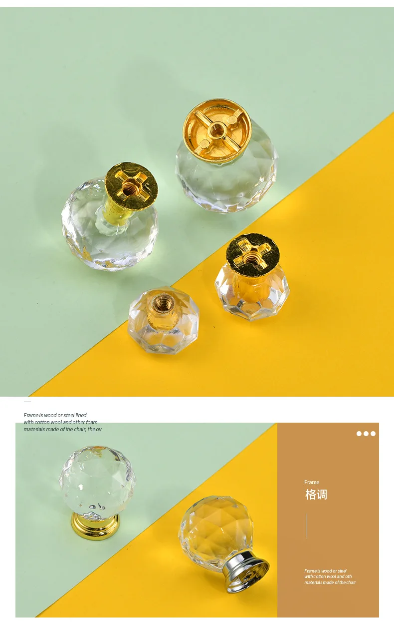 Description Picture 5 of itemFurniture European and American clothing cabinet door acrylic crystal diamond drawer single hole plastic handle