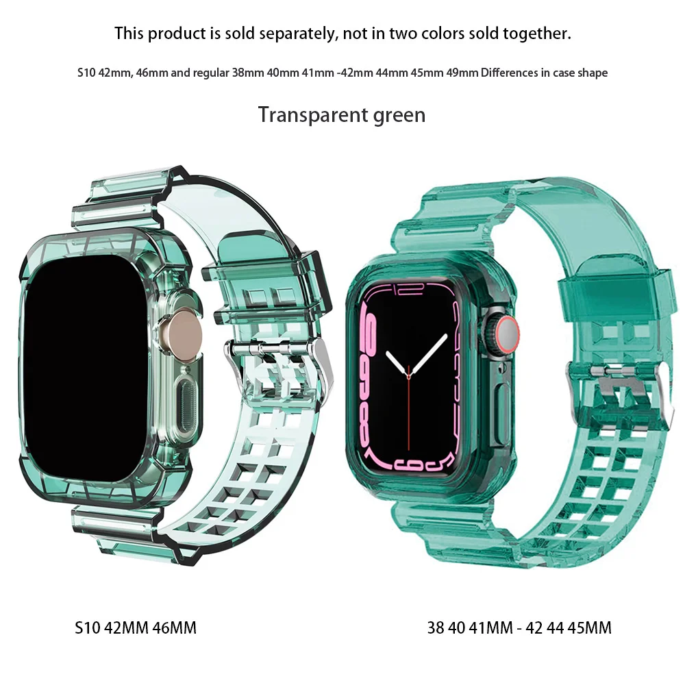 Transparent Apple Watch Band with Protective Case – Soft Clear Strap Accessory